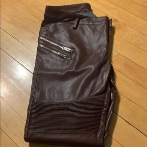 Zara brown pleather pant size 28